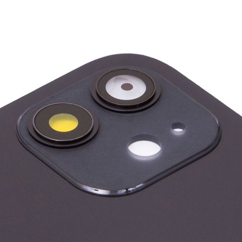 Panel trasero de carcasa puede usarse con iPhone 12, negra, con vidrio de cámara, small hole Vista previa  1