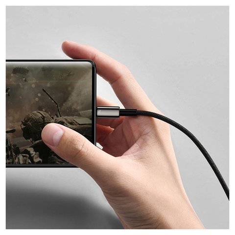 Cable USB Baseus Tungsten Gold, USB tipo-A, USB tipo C, 100 cm, 100 W, negro, con revestimiento de nylon, #CAWJ000001 Vista previa  3