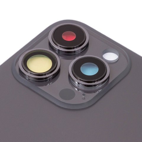Housing Back Cover compatible with iPhone 13 Pro, (gray, with camera lens, Graphite, small hole) Preview 1