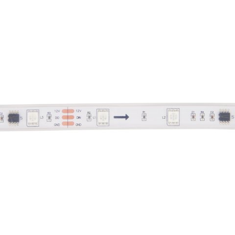 Светодиодная лента, IP67, RGB, SMD 5050, WS2811, с управлением, белая, 12В, 30 д/м, 1 м Превью 1