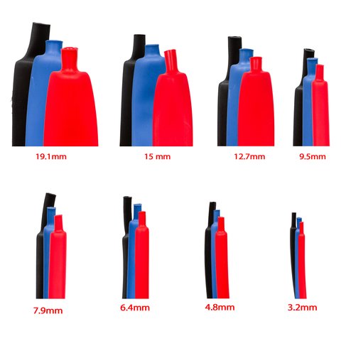 Термозбіжна трубка, 1 м, 6,4 мм, чорна, з клеєм Прев'ю 1