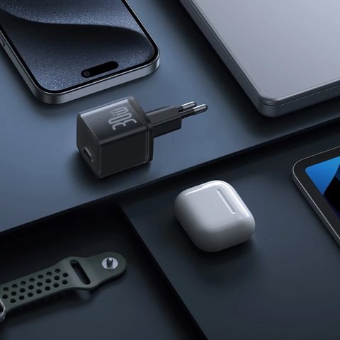 Мережевий зарядний пристрій Baseus GaN5S, 30 Вт, Fast Charge, чорний, 1 порт, #P10162504113-00 Прев'ю 1