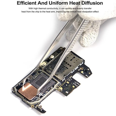 Термопрокладка RELIFE RL-093B, мідна, 0,3 мм, 14 мм, 12,45 мм, 50 шт Прев'ю 4