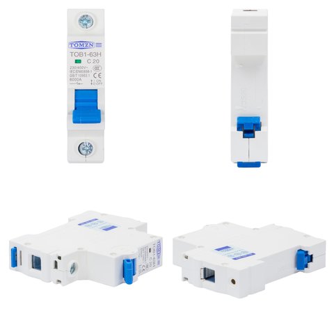 Автоматичний вимикач змінного струму TOMZN TOB1-63H-C20, 1P, 230-400В, 20A Прев'ю 1